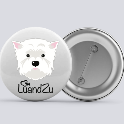 LuandZu Placka Bílá 37 mm Westík Westie West Highland White Terrier Logo