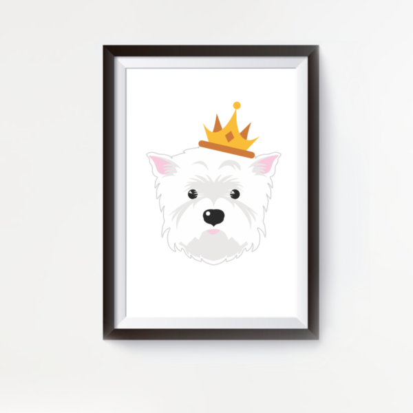 LuandZu Plakát Obrázek Westík Westie West Highland White Terrier Princezna Plakát s Westíkem